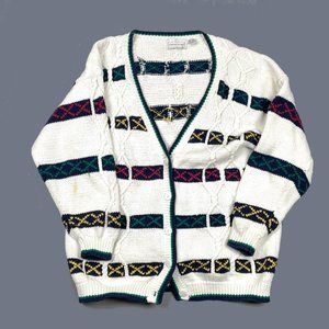 Cable-Knit Heavyweight 90s Cardigan Sweater